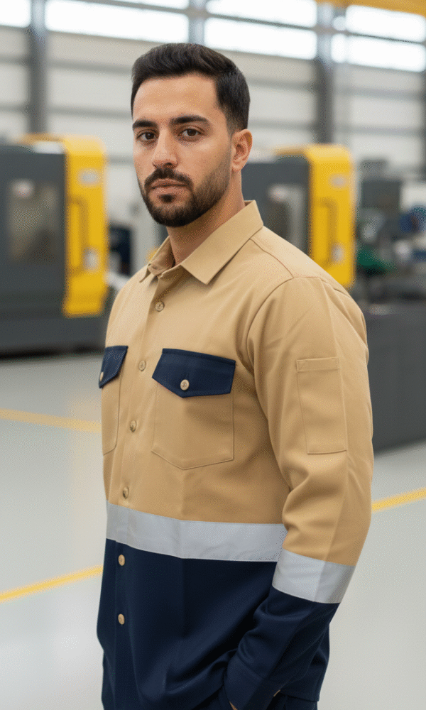 تصميم يونيفورم مخصص لعمال المصانع مع شرائط عاكسه | لورد يونيفورم